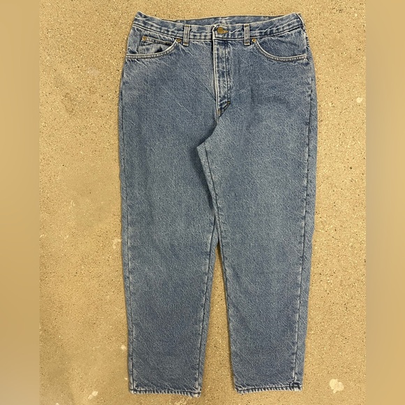 Vintage L.L. Bean Fleece Lined Light Wash Denim Blue Jeans - 36X30 Straight Leg - Picture 2 of 15